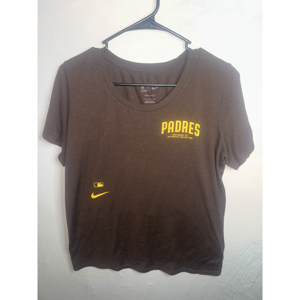 Women's San Diego Padres Nike Brown Performance Scoop Neck T-Shirt Size Large